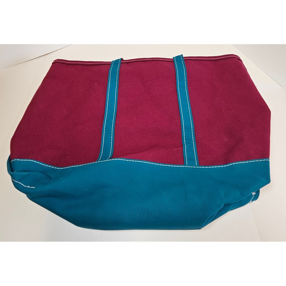 RARE Vintage 22" L.L. Bean Magenta And Teal Canvas Boat And Tote Made In U.S.A - Picture 3 of 9